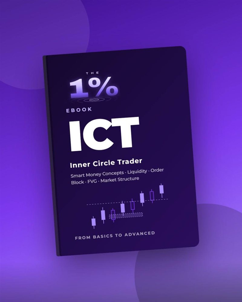 THE 1% ICT Ebook cover: Inner Circle Trader, from basics to advanced
